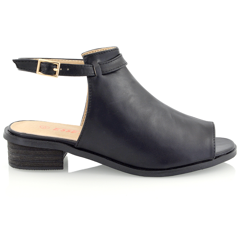ankle strap peep toe flats